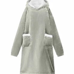 vidaXL Tæppe-hoodie Grå M Fleece og Flannel