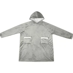 vidaXL Tæppe-hoodie Grå M Fleece og Flannel
