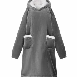 vidaXL Tæppe-hoodie Mørkegrå M Fleece og Flannel