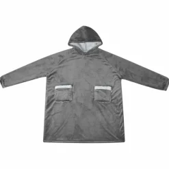 vidaXL Tæppe-hoodie Mørkegrå M Fleece og Flannel
