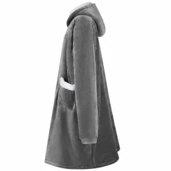 vidaXL Tæppe-hoodie Mørkegrå M Fleece og Flannel