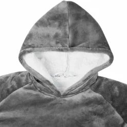 vidaXL Tæppe-hoodie Mørkegrå M Fleece og Flannel