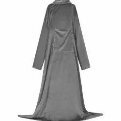 vidaXL Tæppe-hoodie Mørkegrå F Flannel