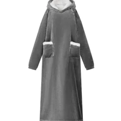 vidaXL Tæppe-hoodie Mørkegrå M Fleece og Flannel