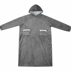 vidaXL Tæppe-hoodie Mørkegrå M Fleece og Flannel