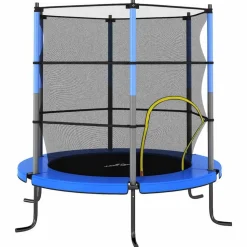 vidaXL trampolinsæt med sikkerhedsnet 140x160 cm rund blå