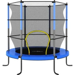 vidaXL trampolinsæt med sikkerhedsnet 140x160 cm rund blå