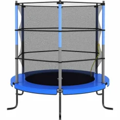 vidaXL trampolinsæt med sikkerhedsnet 140x160 cm rund blå