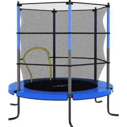 vidaXL trampolinsæt med sikkerhedsnet 140x160 cm rund blå