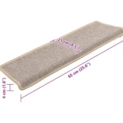 vidaXL trappemåtter 15 stk. 65x21x4 cm sølv rektangulær kant