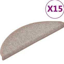 vidaXL trappemåtter 15 stk. 56x17x3 cm lysebrune halvrunde