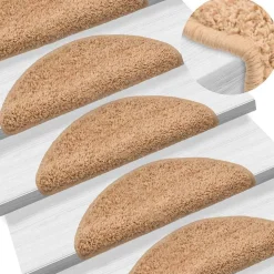 vidaXL trappemåtter 15 stk. 56x17x3 cm beige halvrunde