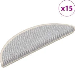 vidaXL trappemåtter 15 stk. 56x17x3 cm sølv halvrund