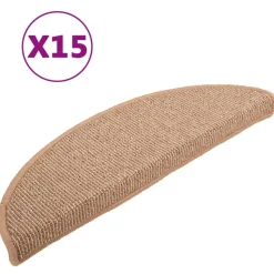 vidaXL trappemåtter 15 stk. 56x17x3 cm lysebrune halvrunde