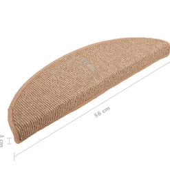 vidaXL trappemåtter 15 stk. 56x17x3 cm lysebrune halvrunde