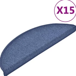 vidaXL trappemåtter 15 stk. 56x17x3 cm blå halvrunde