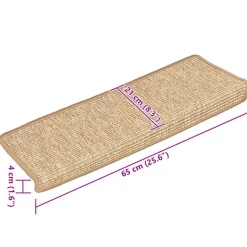 vidaXL trappemåtter 15 stk. 65x21x4 cm lysebrune rektangulære kanter