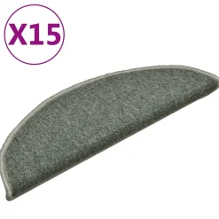 vidaXL trappemåtter 15 stk. 56x17x3 cm mørkegrønne halvrunde