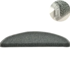 vidaXL trappemåtter 15 stk. 56x17x3 cm mørkegrønne halvrunde