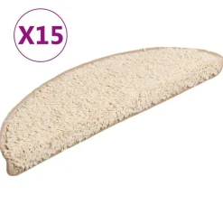 vidaXL trappemåtter 15 stk. 56x17x3 cm cremefarvede halvrund