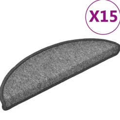 vidaXL trappemåtter 15 stk. 56x17x3 cm mørkegrå halvrunde