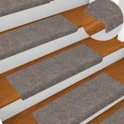 vidaXL trappemåtter selvklæbende 15 stk. 65x21x4 cm beige rektangulær kant