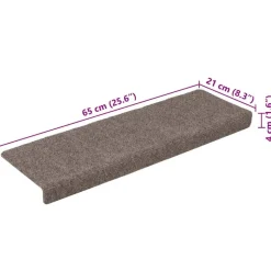vidaXL trappemåtter selvklæbende 15 stk. 65x21x4 cm beige rektangulær kant