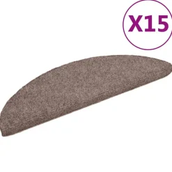 vidaXL trappemåtter selvklæbende 15 stk. 56x17x3 cm lys brune halvrund