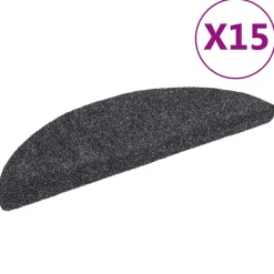 vidaXL trappemåtter selvklæbende 15 stk. 56x17x3 cm mørkegrå halvrunde