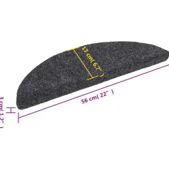 vidaXL trappemåtter selvklæbende 15 stk. 56x17x3 cm mørkegrå halvrunde