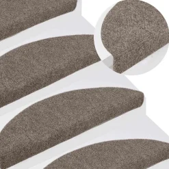 vidaXL trappemåtter selvklæbende 5 stk. 56x17x3 cm beige halvrund