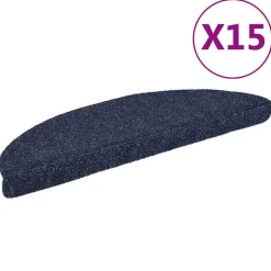 vidaXL trappemåtter selvklæbende 15 stk. 56x17x3 cm blå halvrunde