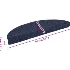 vidaXL trappemåtter selvklæbende 15 stk. 56x17x3 cm blå halvrunde