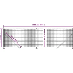 vidaXL trådhegn med flange 0,8x10 m antracitgrå
