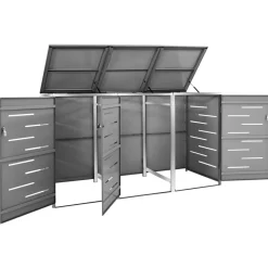 vidaXL tredobbelt skraldespandsskjuler 207x77,5x112,5 cm rustfrit stål