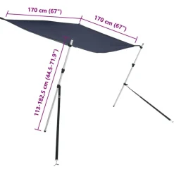 vidaXL T-sejl til båd 170x170x(113-182,5) cm forlængerdel blå