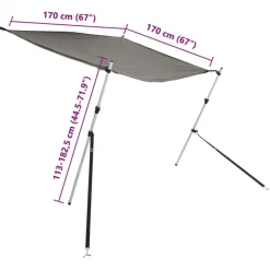 vidaXL T-sejl til båd 170x170x(113-182,5) cm forlængerdel antracitgrå