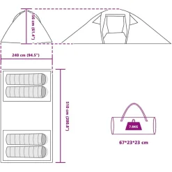 vidaXL Tunnel telt med tag med opbevaring Blå 510 x 240 x 156 cm taft
