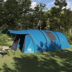 vidaXL Tunnel telt 4-personer med tag Blå og grå 740 x 370 x 220 cm
