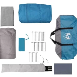 vidaXL Tunnel telt 4-personer med tag Blå og grå 740 x 370 x 220 cm