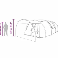 vidaXL Tunnel telt 4-personer med tag Blå og grå 740 x 370 x 220 cm