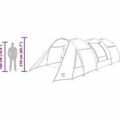 vidaXL Tunnel telt 4-personer med tag Grå og orange 778 x 356 x 210 cm