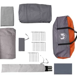 vidaXL Tunnel telt 4-personer med tag Grå og orange 740 x 370 x 220 cm