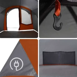 vidaXL Tunnel telt 4-personer med tag Grå og orange 740 x 370 x 220 cm