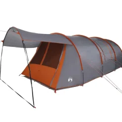 vidaXL Tunnel telt 4-personer med tag Grå og orange 740 x 370 x 220 cm