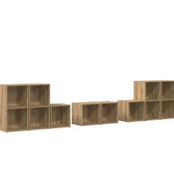 vidaXL TV Skab Sæt Vægmonteret 8 pcs Artisan Egetræ Konstrueret træ