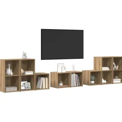 vidaXL TV Skab Sæt Vægmonteret 8 pcs Artisan Egetræ Konstrueret træ