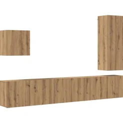 vidaXL TV Væg Enhed Vægmonteret 5 pcs Artisan Egetræ Konstrueret træ
