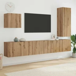 vidaXL TV Væg Enhed Vægmonteret 5 pcs Artisan Egetræ Konstrueret træ