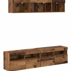 vidaXL TV vægenheder med LED med LED 5 pcs Gammelt træ 80 x 30 x 40 cm